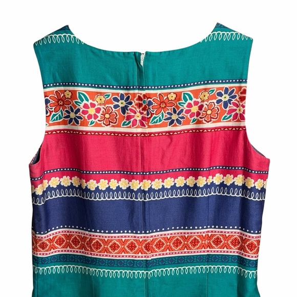 Vtg Talbots Womens Size 10 Y2K Floral Stripe Shift Dress Retro Coastal - Picture 6 of 12